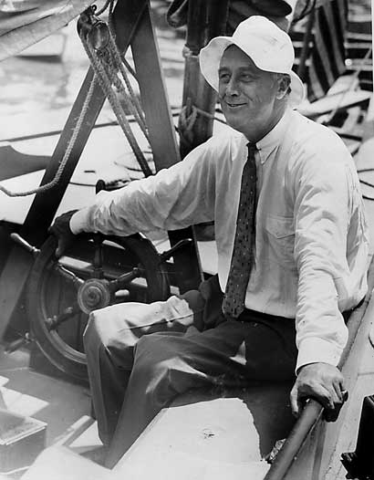 FDR at the wheel of his sailboat